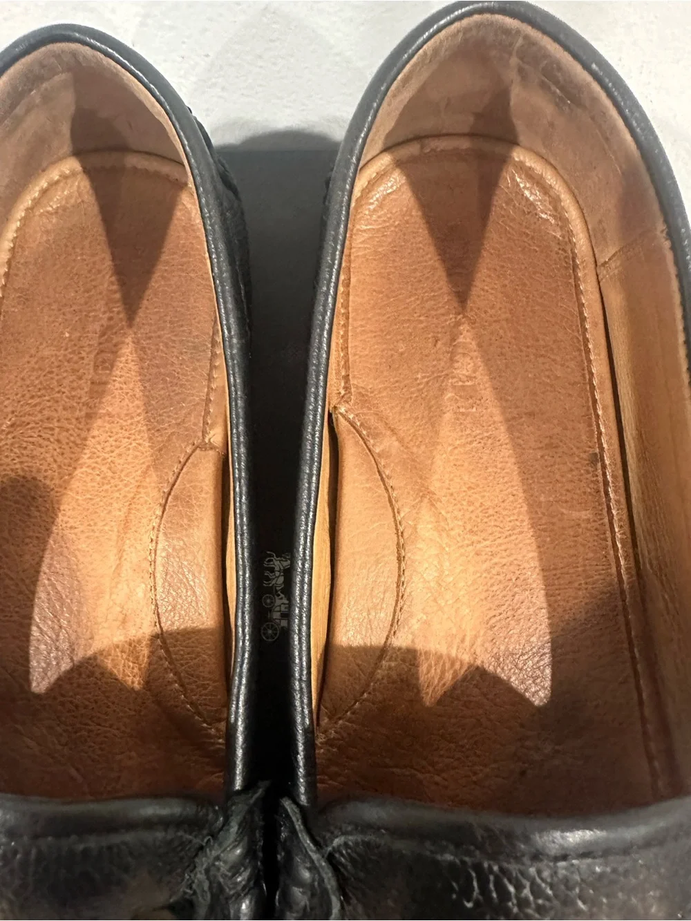 Coach Black Leather Men's Loafers with Gold Bit